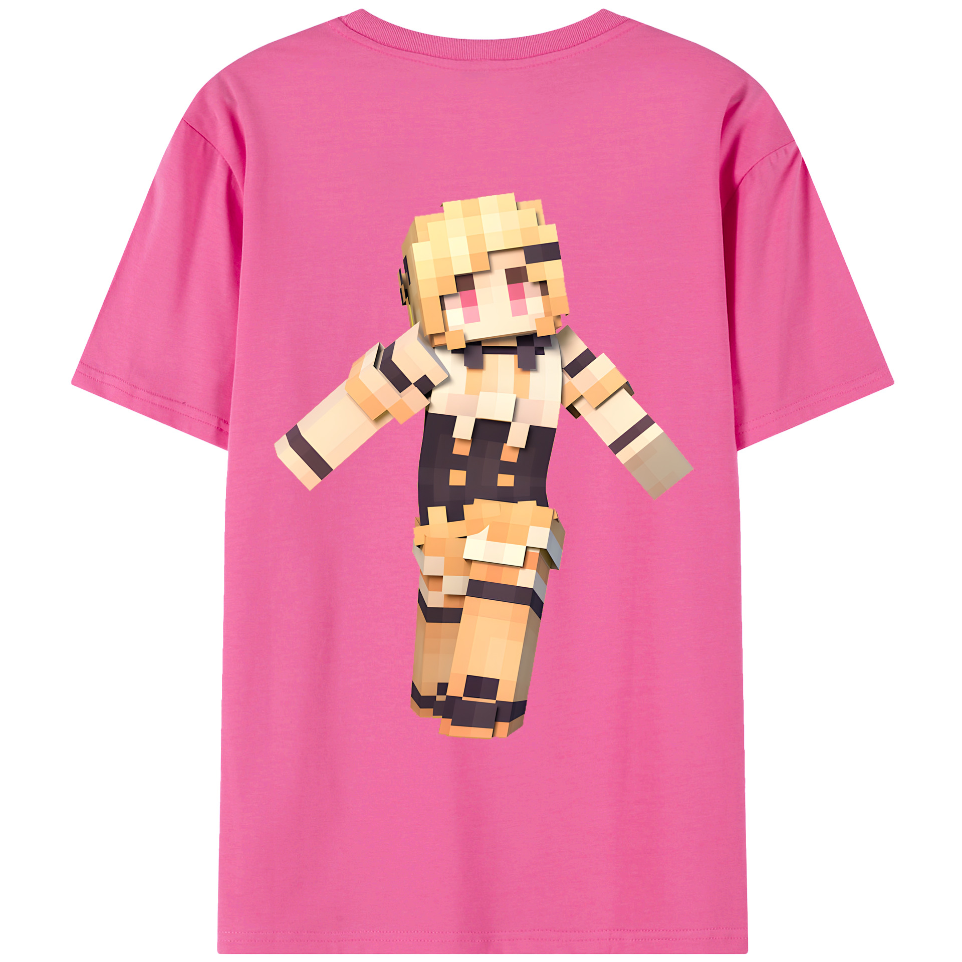 （画像用） マインクラフト ブロックの世界 Minecraft MC Block world レディース半袖Tシャツ(バックプリント)